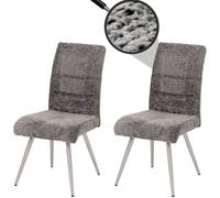 Lot de 2 chaises de salle à manger HWC-G55, chaise de cuisine inclinable, acier inoxydable brossé Tissu/Textile Chenille Öko-Tex gris foncé