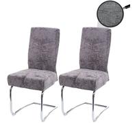 Lot de 2 chaises de salle à manger HWC-G56, chaise de cuisine cantilever chaise inclinable, métal tissu/textile chenille gris foncé