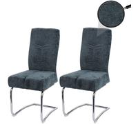 Lot De 2 Chaises De Salle À Manger Hwc-G56, Chaise De Cuisine Cantilever Chaise Inclinable, Métal Tissu/Textile Chenille Bleu-Vert Multicolore