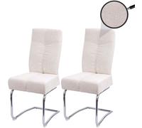 Lot de 2 chaises de salle à manger HWC-G56, chaise de cuisine cantilever chaise inclinable, métal tissu/textile chenille crème
