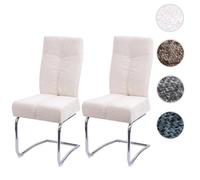 Lot de 2 chaises de salle à manger HWC-G56 Chenille crème