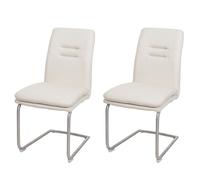 Lot de 2 chaises de salle à manger HWC-H70 tissu/textile inox brossé crème-beige