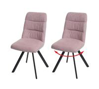 Lot de 2 chaises de salle à manger HWC-J69, chaise de cuisine, pivotante Auto-Position, velours rose
