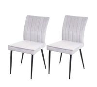 Lot de 2 chaises de salle à manger HWC-K16, chaise de cuisine, velours métal gris clair