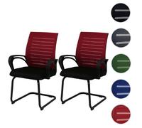 Lot de 2 chaises de salle à manger MENDLER HWC-K51 rouges, piètement noir Rouge