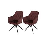 Lot de 2 chaises de salle à manger HWC-L80, chaise de cuisine avec accoudoirs pivotants et mécanisme de retour automatique, velours 440 g/m² aspect