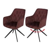 Lot de 2 chaises de salle à manger HWC-L80, chaise de cuisine avec accoudoirs pivotants et mécanisme de retour automatique, velours 440 g/m² aspect