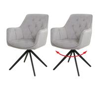 Mendler Lot de 2 chaises de Salle à Manger HWC-L80 pivotante métal Tissu/Textile Gris Clair