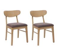 Lot de 2 chaises de salle à manger HWC-M59, chaise de cuisine, tissu/textile bois massif structure claire, taupe