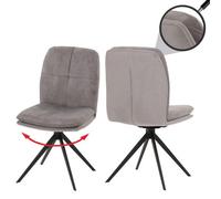 Lot de 2 chaises de salle à manger HWC-M68, fauteuil de cuisine, pivotant Auto-Position, métal tissu/textile gris