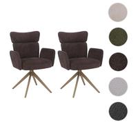 Mendler Lot de 2 chaises salle à manger HWC-N11 – pivotantes Auto-Return, tissu bouclé, brun foncé