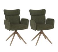 Lot de 2 chaises de salle à manger HWC-N11 vertes, pieds aspect bois