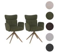Lot de 2 chaises de salle à manger HWC-N11, chaise pivotante à retour automatique, tissu bouclé 350 g/m² Öko-Tex vert, pieds aspect bois