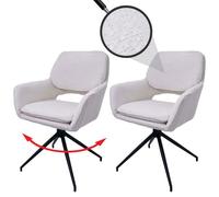 Mendler Lot de 2 chaises de salle à manger HWC-N74 MVG, pivotante, tissu bouclé Oeko-Tex crème
