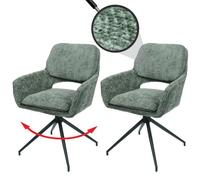 Lot de 2 chaises de salle à manger HWC-N74, chaise de cuisine, pivotante Auto-Return, tissu chenille (490g/m²) Öko-Tex vert Vert