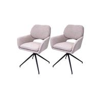 Mendler Lot de 2 chaises de salle à manger HWC-N74 MVG - tissu bouclé Oeko-Tex, pivotantes, beige