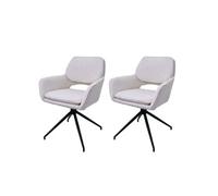Mendler Lot de 2 chaises de salle à manger HWC-N74 MVG, pivotante, tissu bouclé Oeko-Tex crème