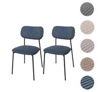 Mendler – Lot de 2 chaises de salle à manger HWC-O26 Cord (330g/m²) tissu métal Bleu