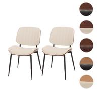 Mendler Lot de 2 chaises de Salle à Manger HWC-O44 Aspect Noyer, Blanc
