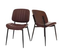 Lot de 2 chaises de salle à manger HWC-O44, chaise de cuisine, bois courbé similicuir Oeko-Tex MVG aspect noyer, marron vintage