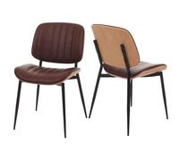 Lot de 2 chaises de salle à manger HWC-O44, chaise de cuisine, bois courbé similicuir Oeko-Tex MVG naturel, marron vintage