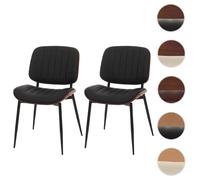 Mendler – Chaises de salle à manger HWC-O44 MVG – Lot de 2 – Aspect noyer, noir simili-cuir Oeko-Tex