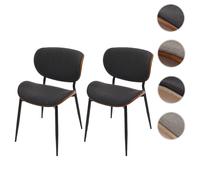 Mendler Lot de 2 chaises salle à manger HWC-O45 tissu 370g/m² aspect noyer gris foncé