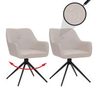 Lot de 2 chaises de salle à manger HWC-O47, chaise de cuisine avec accoudoirs, tissu 270 g/m² blanc crème