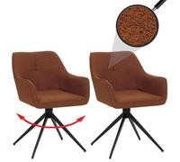 Lot de 2 chaises de salle à manger HWC-O47, chaise de cuisine pivotante tissu 270 g/m² terre-cuite
