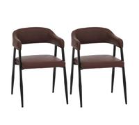 Lot de 2 chaises de salle à manger HWC-P29, chaise de cuisine, chaise à dossier, chaise rembourrée, style industriel rétro vintage, similicuir rouille
