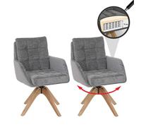 Lot de 2 chaises de salle à manger HWC-Q36, chaise de cuisine, pivotante, tissu chenille (680 g/m²), certifiée Oeko-Tex, bois MVG gris