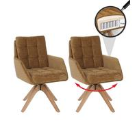 Lot de 2 chaises de salle à manger HWC-Q36, chaises de cuisine, pivotantes, tissu chenille (680 g/m²), certifiées Oeko-Tex, bois MVG jaune moutarde