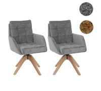 Lot de 2 chaises de salle à manger HWC-Q36, chaise de cuisine, pivotante, tissu chenille (680 g/m²), certifiée Oeko-Tex, bois MVG gris
