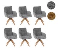 Lot de 6 chaises de salle à manger HWC-Q36, chaises de cuisine, pivotantes, tissu chenille (680 g/m²), certifiées Oeko-Tex, bois MVG gris