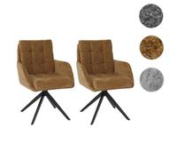 Lot de 2 chaises de salle à manger HWC-Q36, chaise de cuisine pivotante à retour automatique, tissu chenille (680 g/m²) certifié Oeko-Tex, structure métallique MVG jaune moutarde