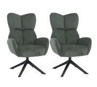 Lot de 2 chaises de salle à manger HWC-Q54, chaises relax, chaises lounge, chaises rembourrées, pivotantes, structure métallique, Velours (320 g/m²) vert