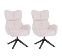 Lot de 2 chaises de salle à manger HWC-Q54, fauteuil relax, fauteuil lounge, fauteuil rembourré, pivotant, structure métallique, Velours (320 g/m²) crème