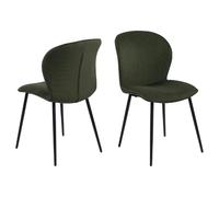 Lot de 2 chaises de salle à manger Lina - Velours côtelé vert olive
