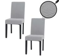 Mendler Lot de 2 chaises de Salle à Manger Littau Cordon de Bois Gris Clair, Pieds foncés