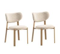 Lot de 2 chaises de salle à manger Luma - Tissu Beige / Pieds Chêne