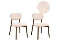 Lot de 2 chaises de salle à manger MILLS Bouclé Marron foncé/beige