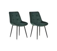 Beliani Lot de 2 Chaises de Salle à Manger Modernes en Velours Vert Foncé Rembourré Tapissé et Pieds en Métal Poudrés Noirs Melrose