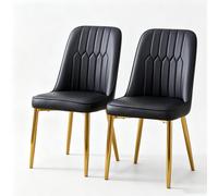 Lot de 2 chaises de salle à manger modernes, Noir+Doré Aosom France