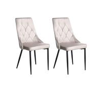 Beliani Lot de 2 Chaises de Salle à Manger Modernes Pieds en Acier Noirs Sièges en Velours Beige Avenir