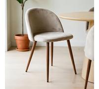 Lot de 2 Chaises de Salle à Manger Navia en Velours Gris Clair au Design Rétro-Chic, Assise Rembourrée, Pieds en Métal, Idéales pour Salle à Manger ou Cuisine