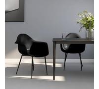 Lot de 2 Chaises de Salle à Manger Noires en Polypropylène avec Pieds | Design minimaliste, dossier incurvé, entretien facile, capacité 110 kg, style moderne