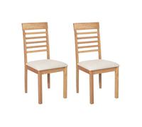 Beliani Lot de 2 Chaises en Bois Clair Rembourrées Beige Clair Ortley
