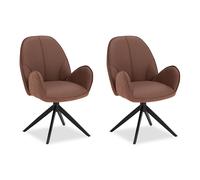 Lot de 2 chaises de salle à manger rembourrée pivotante à accoudoirs Homestyle4u