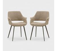 Lot de 2 chaises de salle à manger rembourrées en tissu et métal Olimpia - Beige