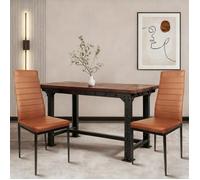 Lot de 2 Chaises de Salle à Manger Rembourrées Épaisses PIPIPOXER,Chaise de Cuisine en PU avec Dossier Haut, Daim Doux,Marron